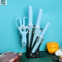 kitchen knife set 6 pcs stainless steel blades chef knife sets santoku utility paring cooking tools kitchen with acrylic stand