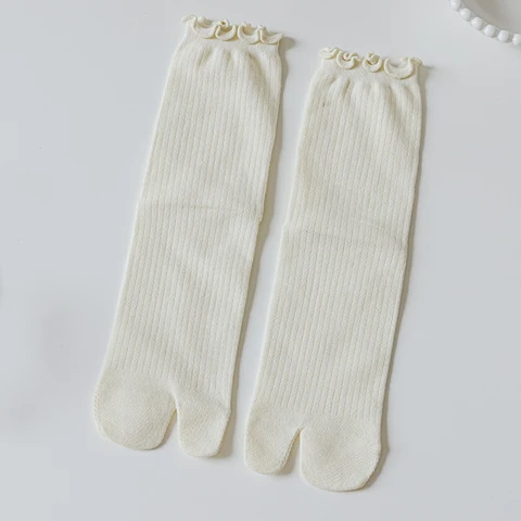 Носки унисекс из чесаного хлопка с разрезом, простые удобные носки с двумя носками, для мужчин и женщин, Харадзюку, 1 пара