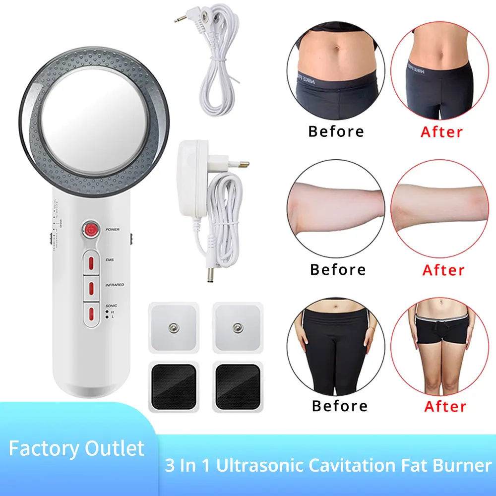

1PCS 3 In 1 EMS Infrared Ultrasonic Face Body slimming Massager Cellulite Fat Burner Tighten the Skin Weight Loss Facial Lifting