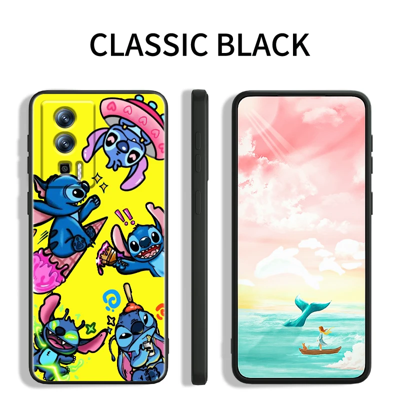 Фото Милый чехол Disney Stitch в стиле ретро для Xiaomi Redmi 9A 9C 9AT 10C 9 9T 10 12C 13C A3 12 K60 A1 K50 K40 5G с черной задней крышкой телефона №4