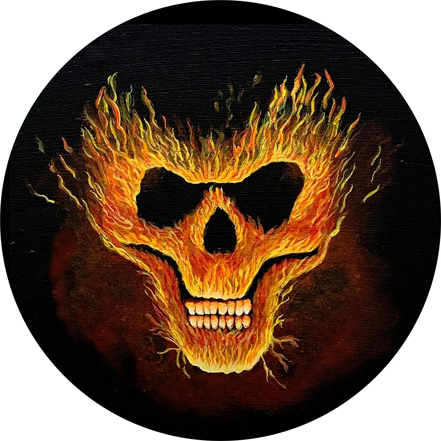 

TIRE COVER CENTRAL Skull Fire Flames Spare Tire Cover for 255/70R18