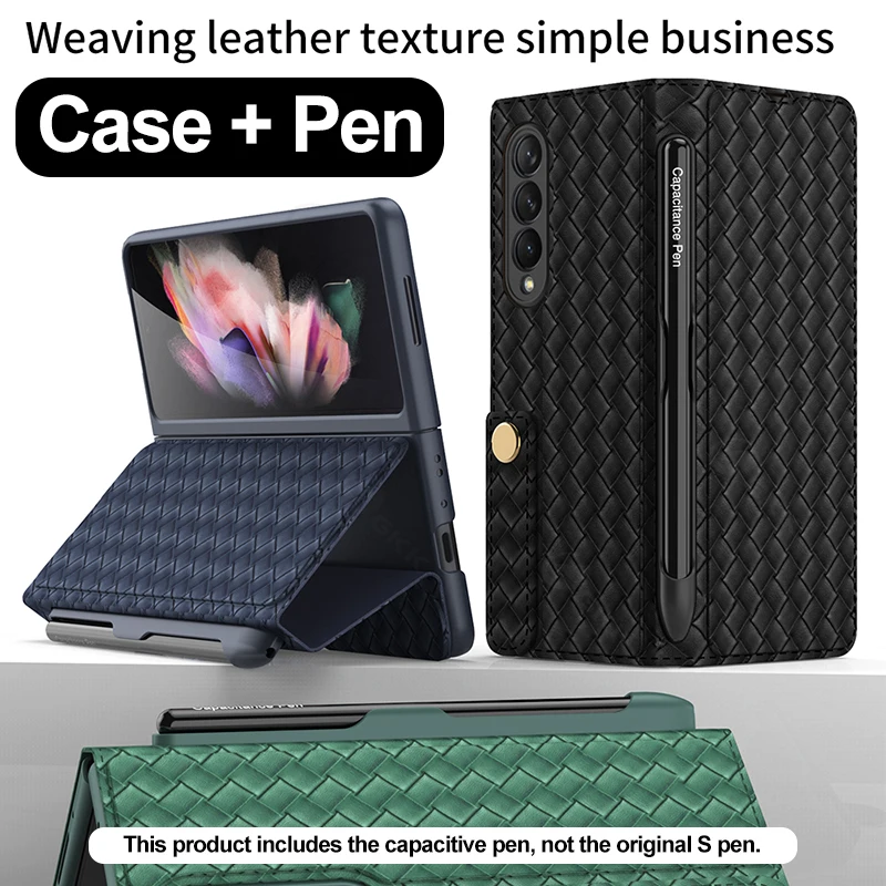 

Оригинальный плетеный кожаный чехол GKK для Samsung Galaxy Z, складной чехол с ручкой, жесткий флип-чехол для телефона Samsung Z Fold 3