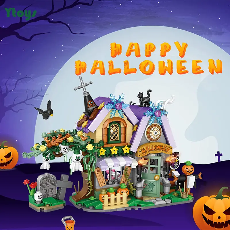 

Creative MINI Hut House Building Block Pumpkin Carriage Happy Halloween Decoration Bricks Boys Kids Toys Gifts Hot Sale