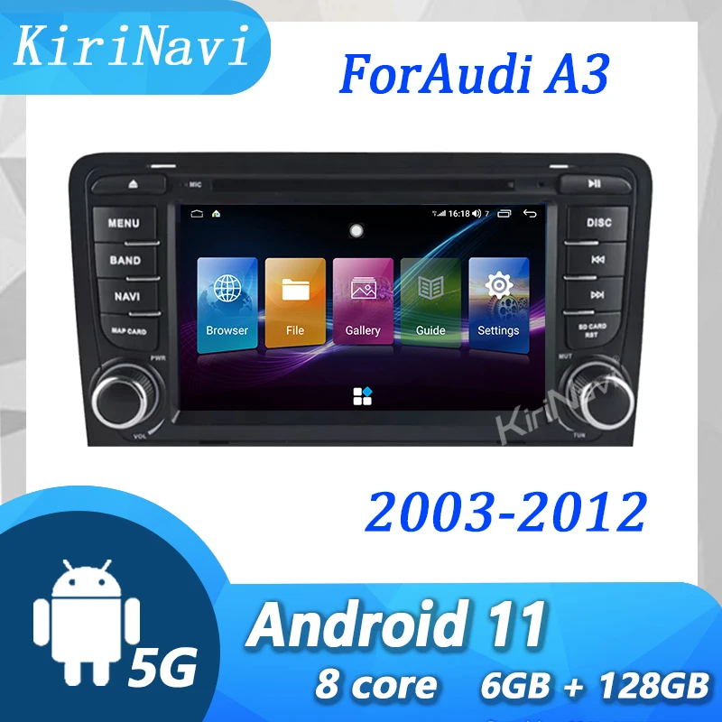 

Автомагнитола KiriNavi для Audi A3, 8P, RS3, S3 2003-2012, Android 11, автомобильный DVD мультимедийный плеер, Автомобильная GPS-навигация, 4G, Wi-Fi, стерео, DSP