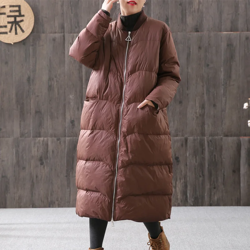 Women Long Down Jacket Women's Winter Clothing Parka Warmth Free Shipping White Duck Down Jacket Snow Clothing Korean Streetwear