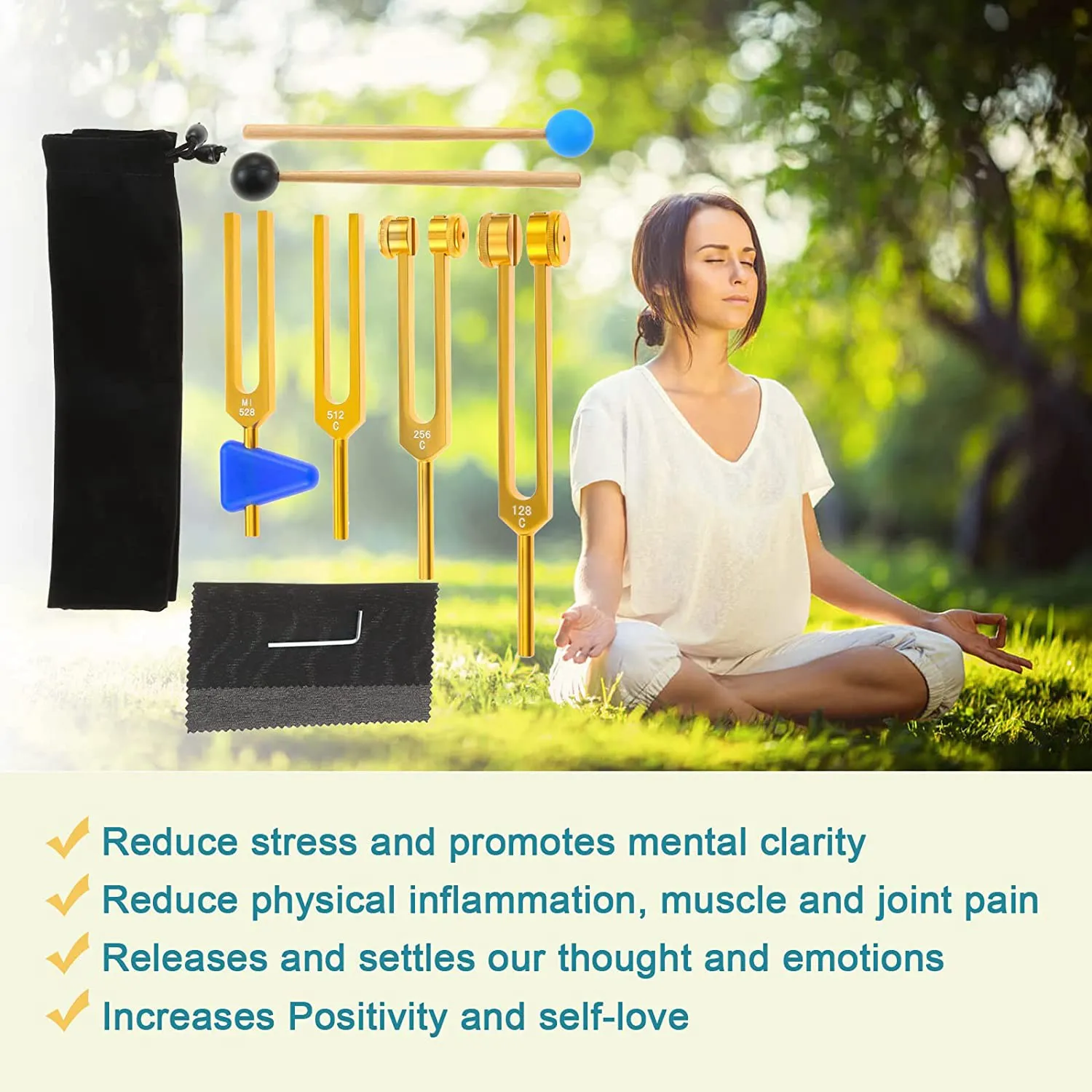 Набор из 4 камертонов (128 Гц 256 512 MI528) камертон-чакра для исцеления чакр звуковое