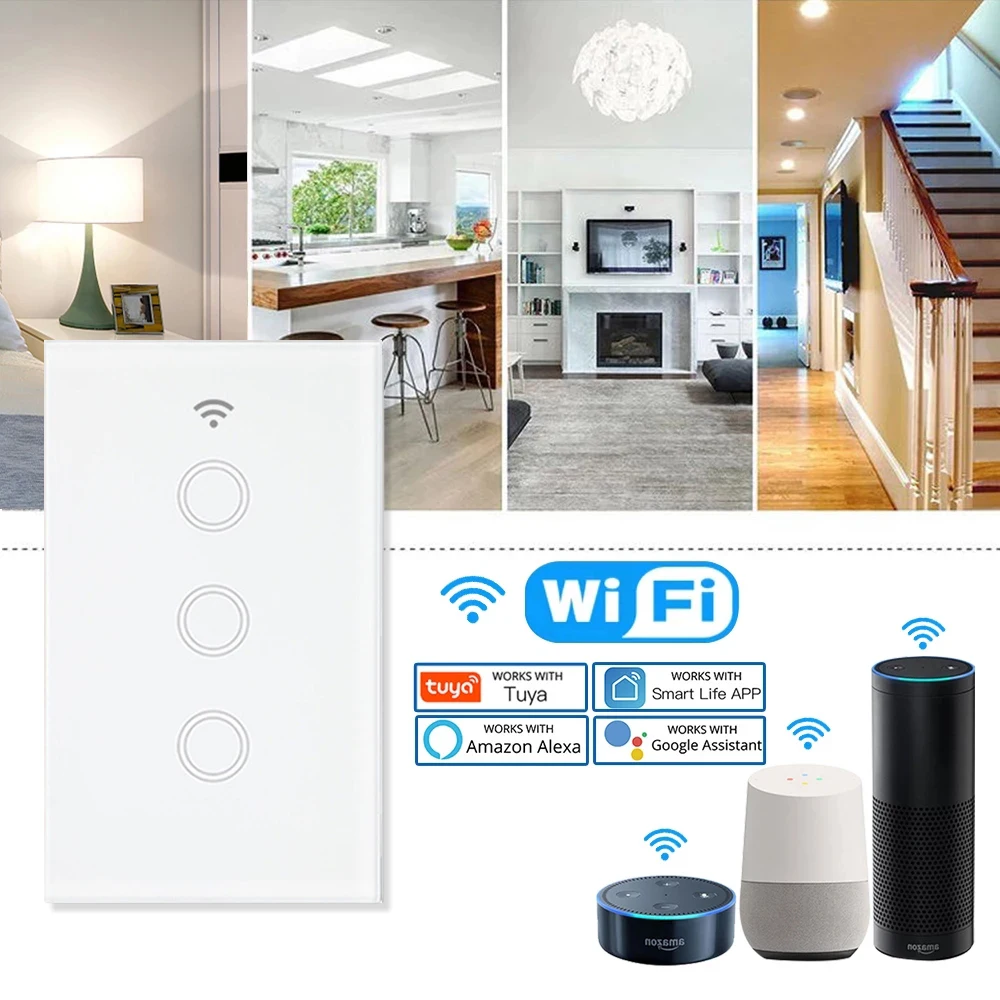 

Minitiger Alexa Smart Switch US Standard Tuya / Smart Life Works With Google Home Voice Control WiFi Touch Switches Need Neutral
