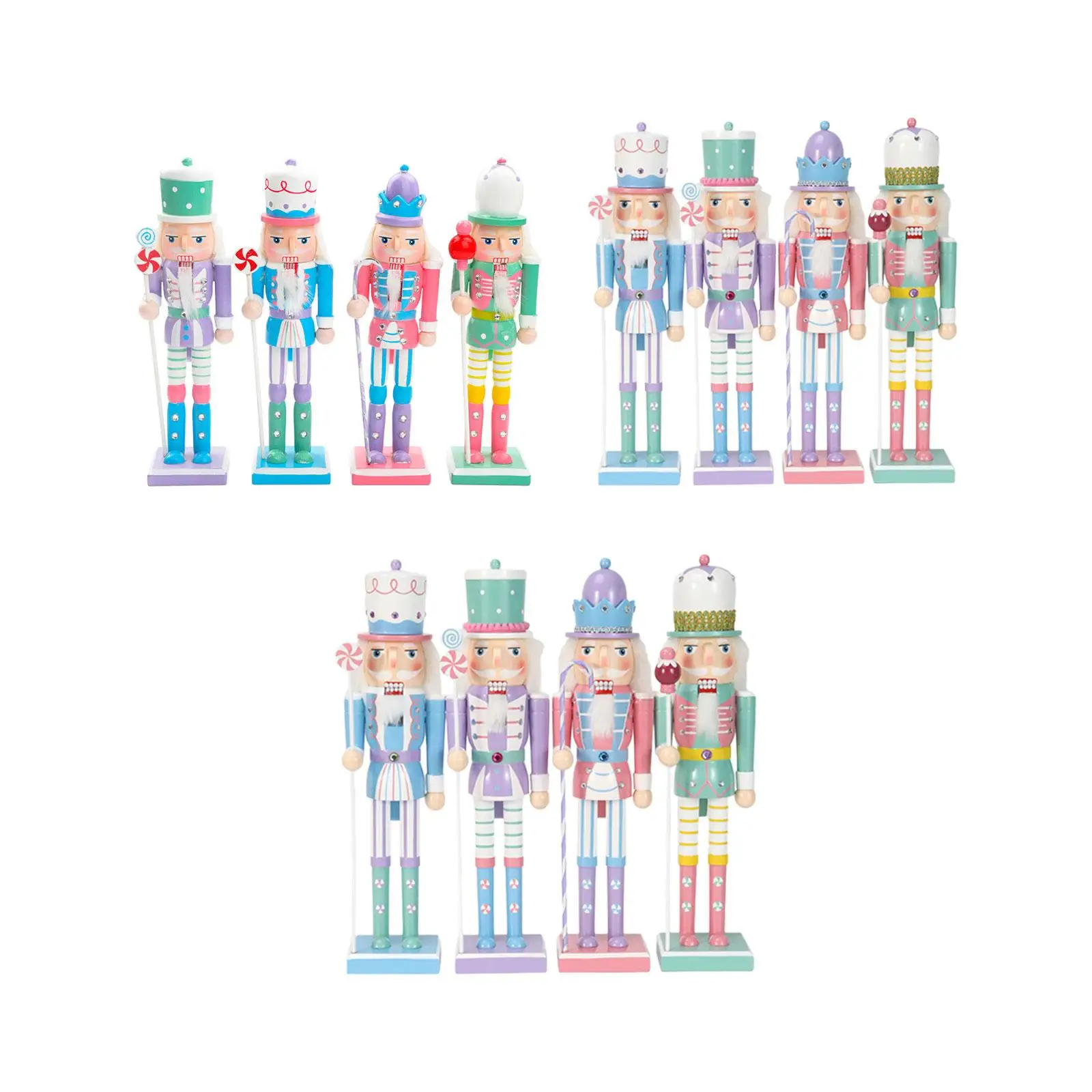 

4Pcs Christmas Nutcracker Ornaments Decorative Collectibles Wooden Nutcracker Doll for Festival Party Shelves Office Home Decor