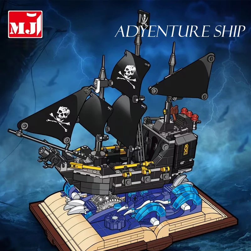 Adyenture Ship Black Pearl Mini Pirate Ship Model 919PCS Modular Building Block Book Brick Compatible with Lego Toys Gift Set