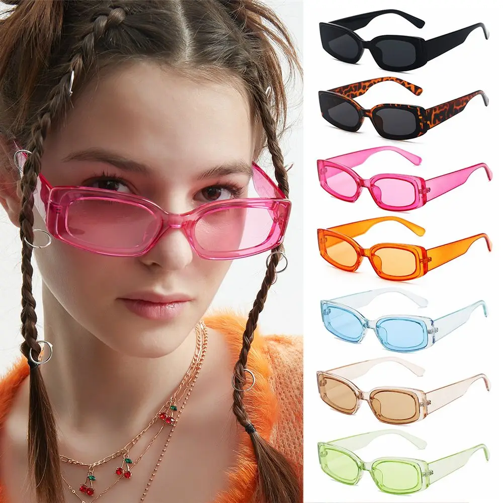 

Vintage Fashion Rectangle Sunglasses for Women Men Retro Chunky Sunglasses Ins Popular Rectangular 90s Sunglasses UV400