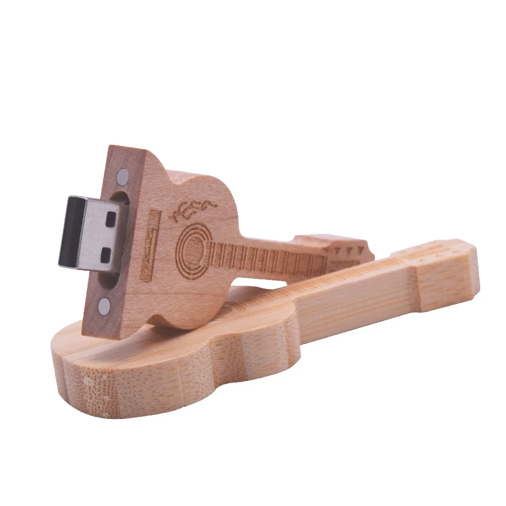 

(over 10pcs free logo) guitar shaped pen drive wooden High speed usb 2.0 flash drive memory Stick pendrive 4GB 8GB 16GB 32GB