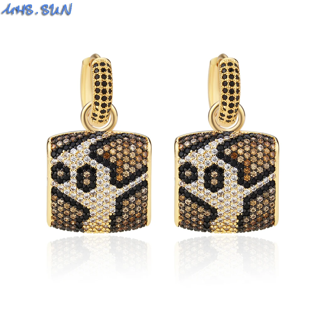 

MHS.SUN Luxury Leopard Hoop Earrings For Women Vintage Cubic Zirconia Earrings 18K Gold Plated Wedding Earrings Jewelry Gift
