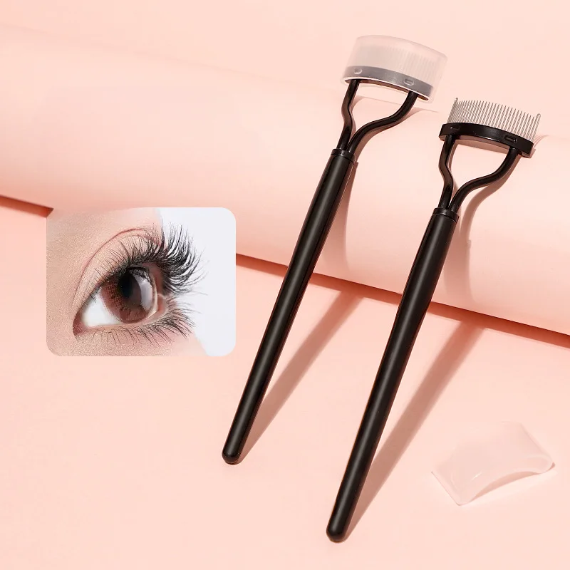 

Black Double Head Eyelash Curler Makeup Lash Separator Mascara Curl Foldable Metal Teeth Eyelash Brush Combs Beauty Makeup Tools