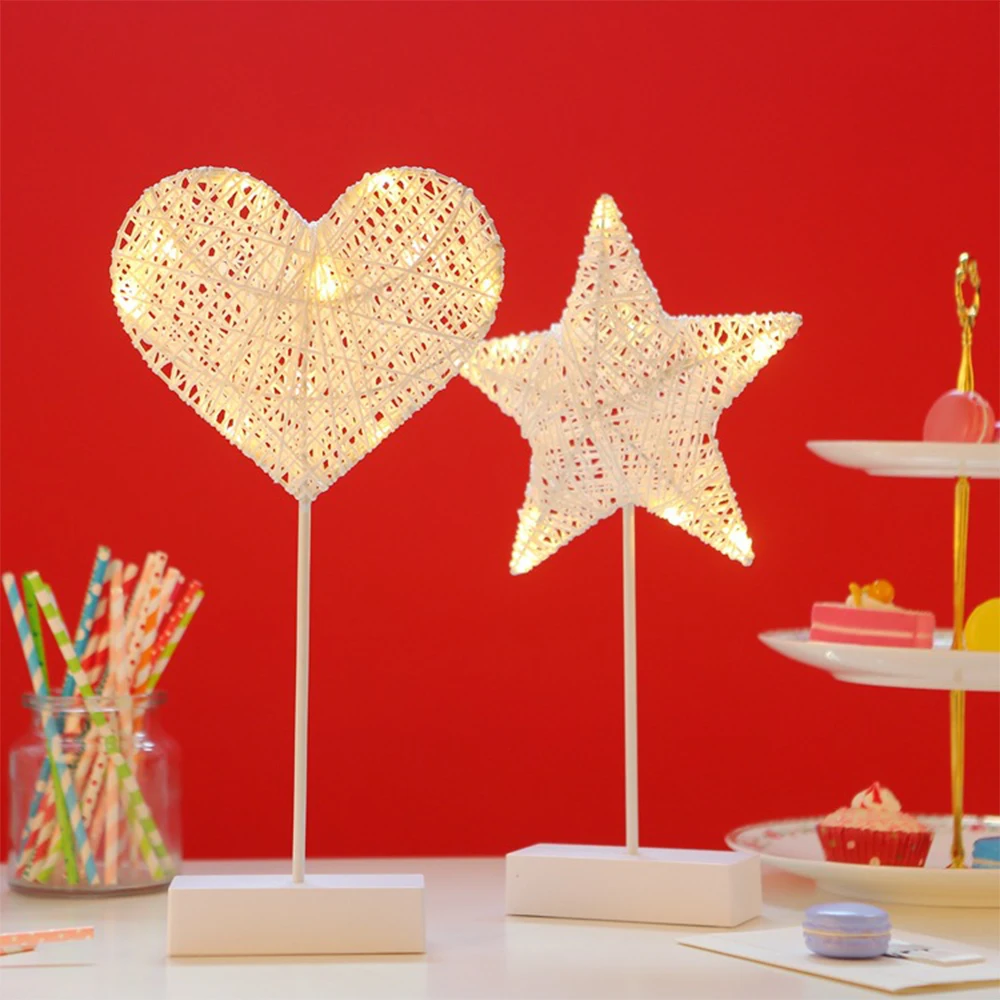 

Creative Rattan Around LED Small Table Lamp Modeling Lamp Home Room Desktop Decoration Decorative Lamp Girl Heart Eye Protection