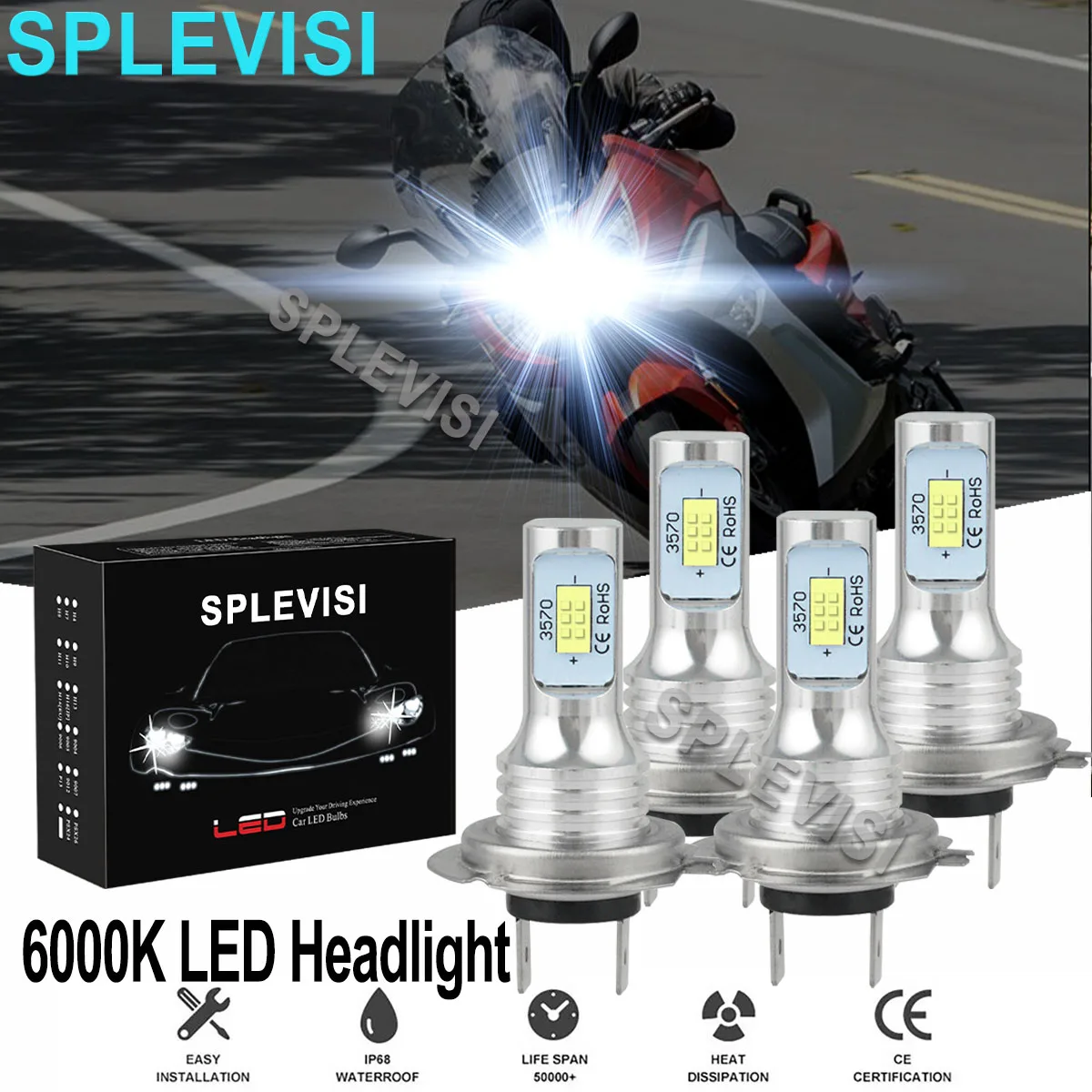 

4x140W 6000K чистый белый мотоциклетный светодиодный фонарь для BMW C600 Sport 2014-2016 C650GT 2014-2019 F700GS 2014-2018 F800GS 2014-2018