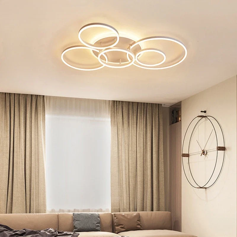 Потолочный светодиодный светильник в стиле постмодерн круглые кольца лампа