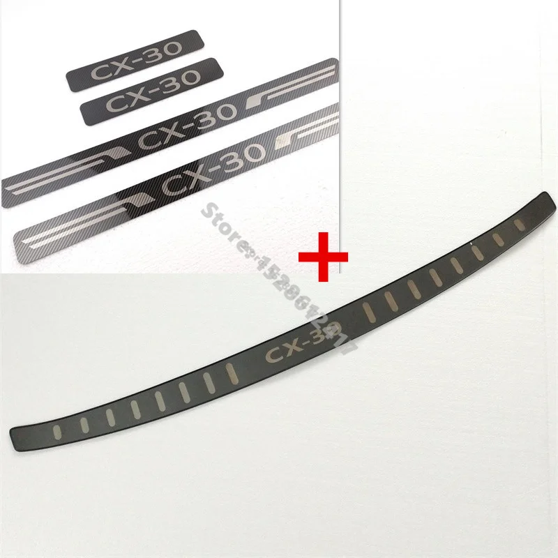 

For MAZDA CX-30 CX30 2019-2020 Car Accessorise Stainless Steel black Car Scuff Plate/Door Sill Rear Door Bumper Protector sill