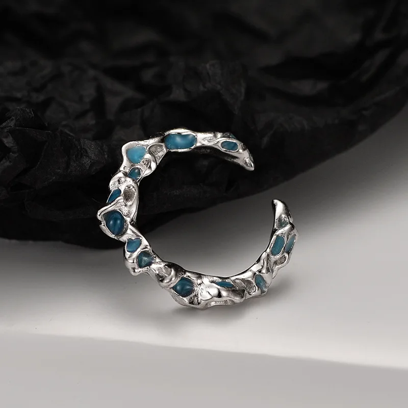 

Coral Blue Shaped Ring Personality Men and Women S925 Sterling Silver Deep Sea Series Cure Neutral Super A Ornament