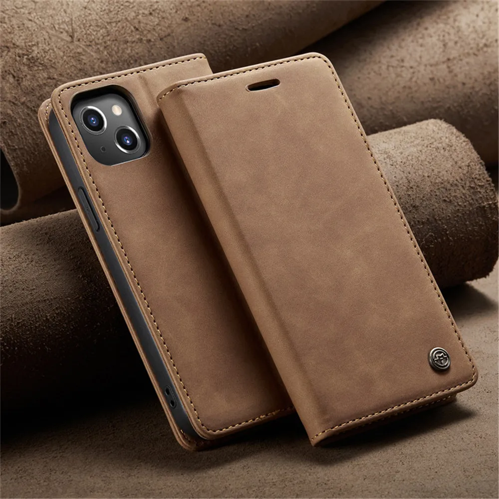 

High Quality Flip Case For iPhone 13 12 11 14 Pro Max 14 Plus XR XS X Premium Leather Foldable Flip Magnet Card Slot Stand Cover