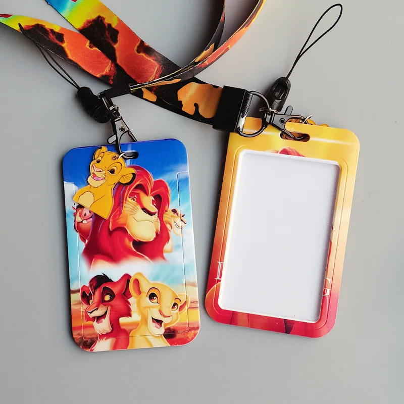 original disney cartoon the lion king cute kids key lanyard keychain office id card pass mobile phone key badge holder jewelry free global shipping