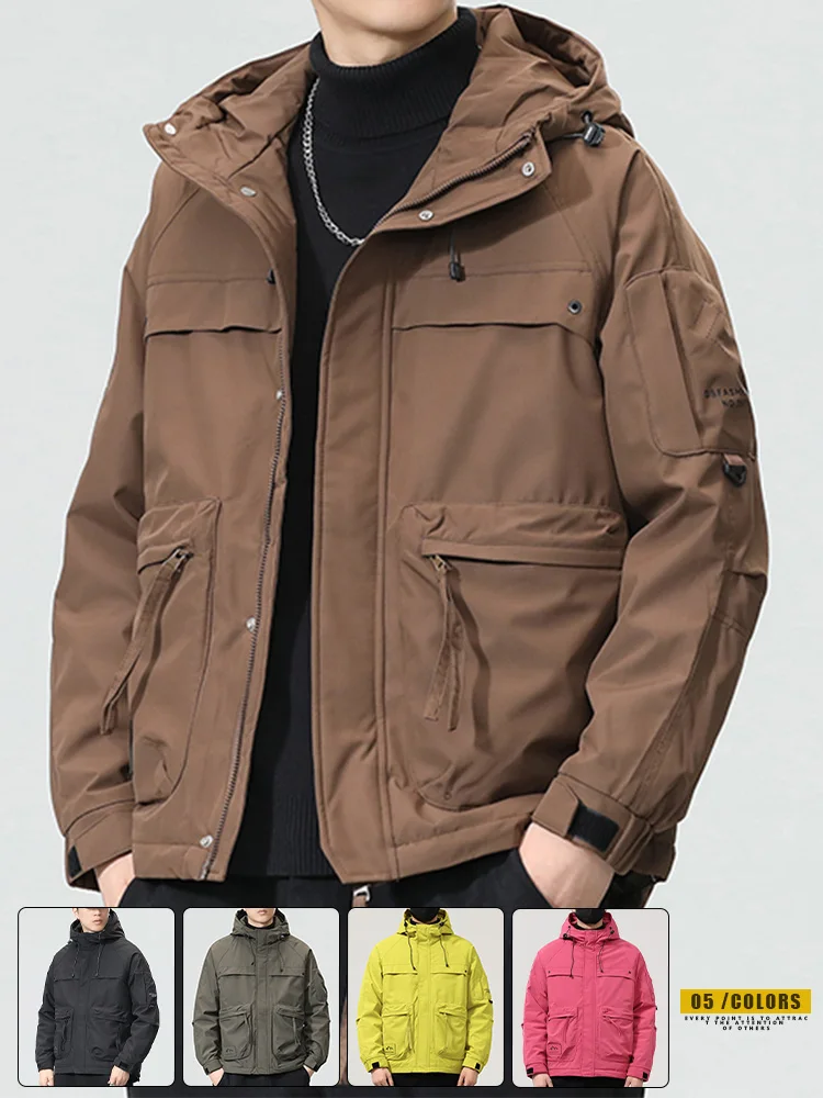 Zhenvis Cold-Proof Cotton-Padded Coat for Boys 2024 New Hood Warm Men's Clothing Outerwear Autumn and Winter Thickened Casual...