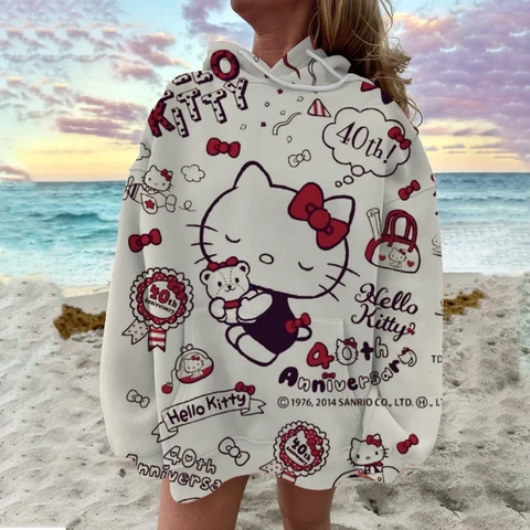 Coulomi Hello Kitty 3D Hoodie Sweatshirt Woman Clothing Harajuku Long Sleeve Hooded Pullover Sweatshirts Sport Hoodies