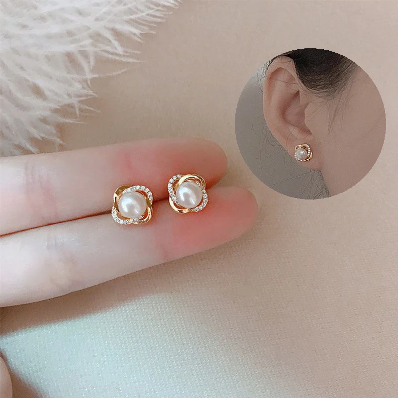 

Crystal Pearl Jewellery Earrings Beautly Rose Twisted Gold Womens