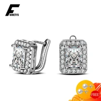 fashion earrings for women wedding 925 silver jewelry rectangle zircon gemstones drop earring engagement accessories wholesale