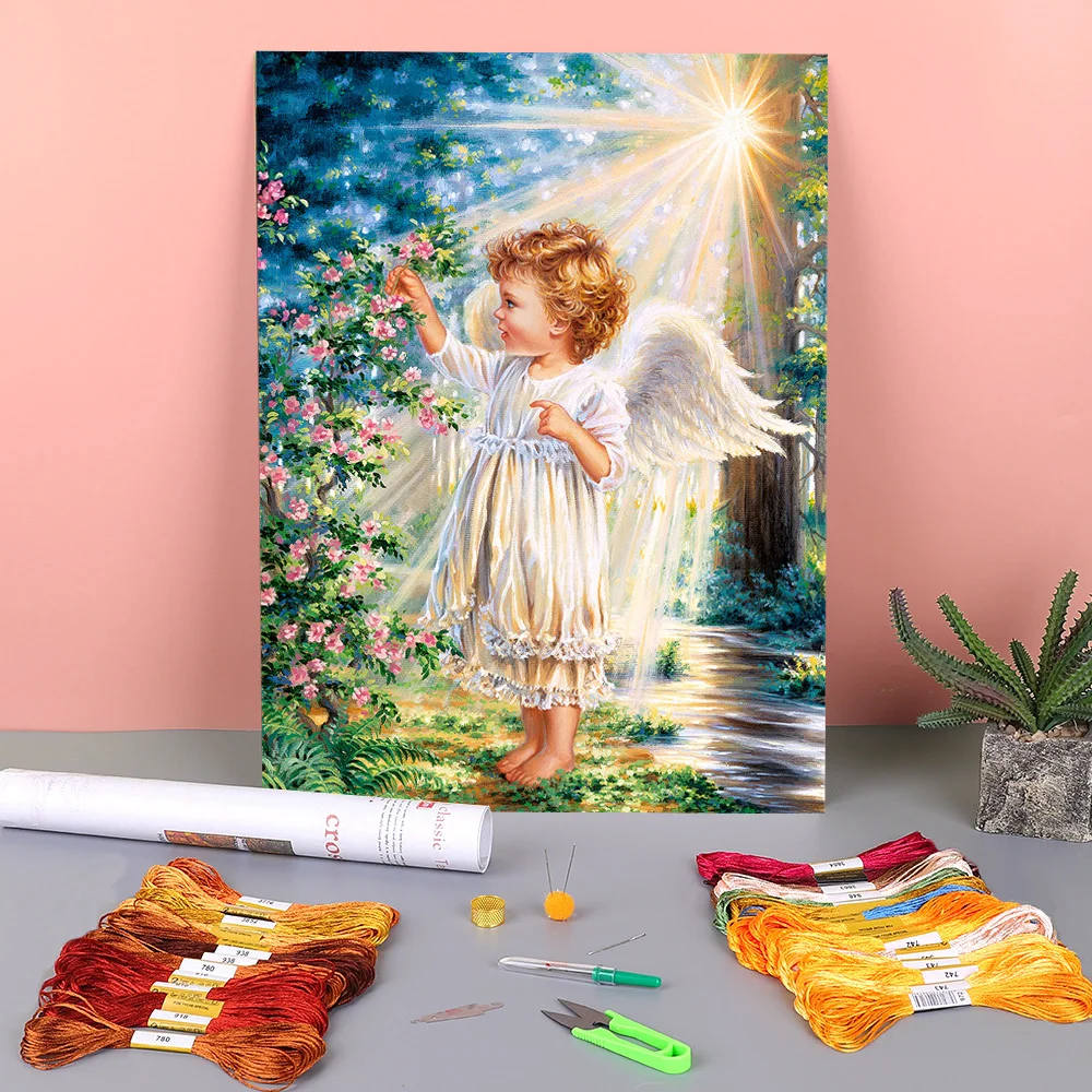 

Angel Portrait Printed 11CT Cross Stitch Embroidery Patterns DMC Threads Sewing Painting Needlework Hobby Sales Counted