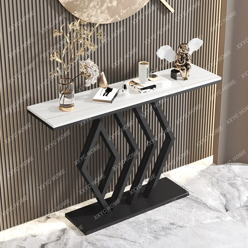 Простая каменная плита консольные столы домашний вход стена вид сбоку коридор