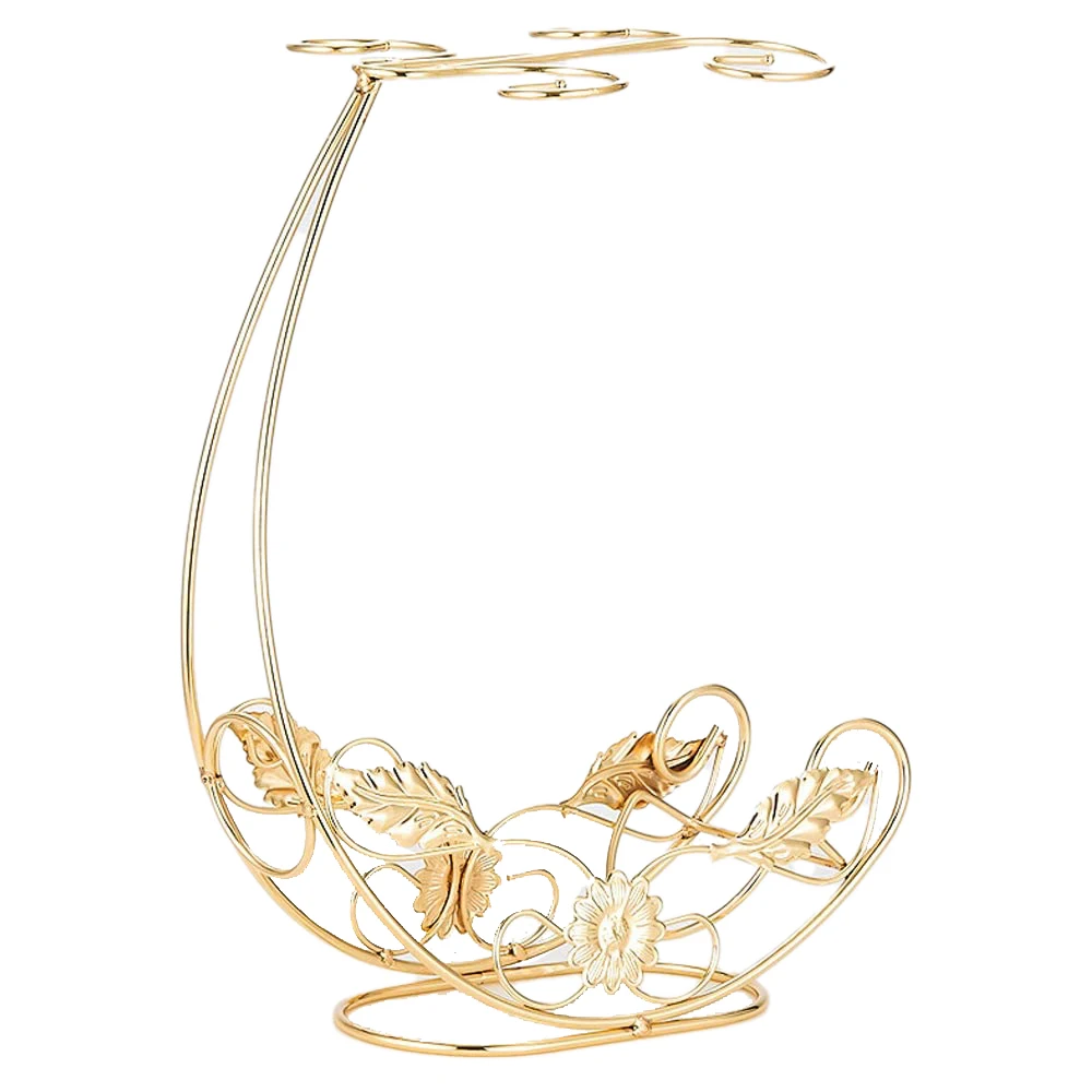 

Tabletop Wine Rack & Stemware Holder Holds 1 Bottle and 4 Glasses Freestanding Countertop Wine Glass Display Rack-Golden