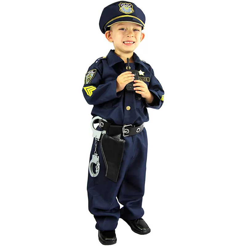 

Роскошный костюм офицера полиции и комплект для ролевых игр для мальчиков на Хэллоуин, карнавал, вечеринку, маскарадное платье, Униформа, на...