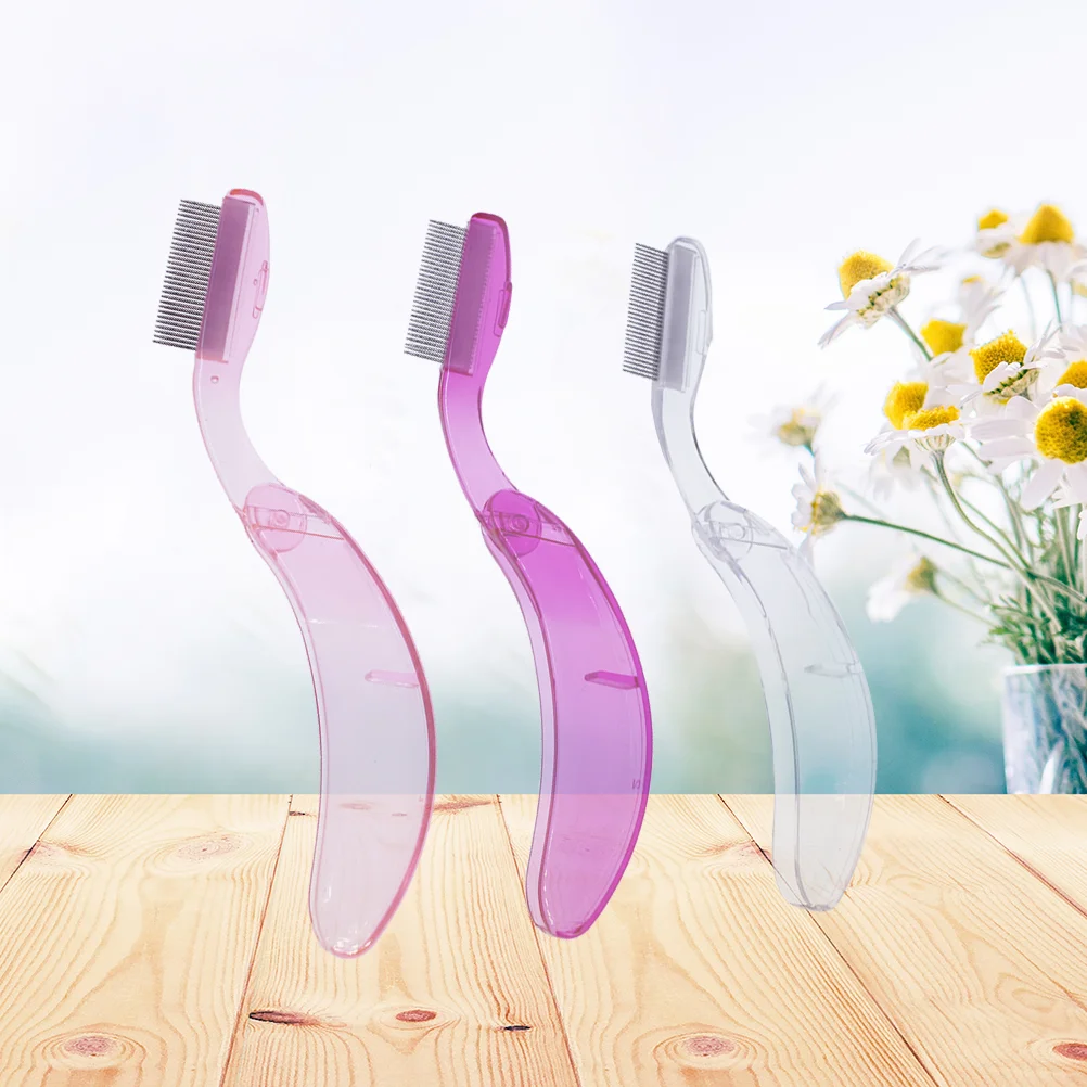 

1PCS Curved Comb Handle Metal Teeth Folding Eyelash Brow Makeup Brush Tool