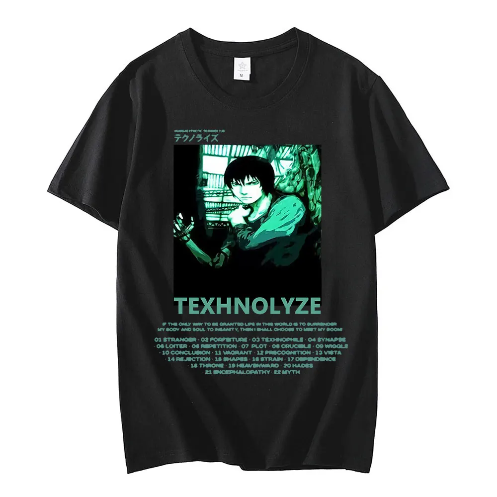 

Футболка с принтом манга Texhnolyze серийные эксперименты лаин аниме научная фантастика повседневные футболки с коротким рукавом мужская женск...