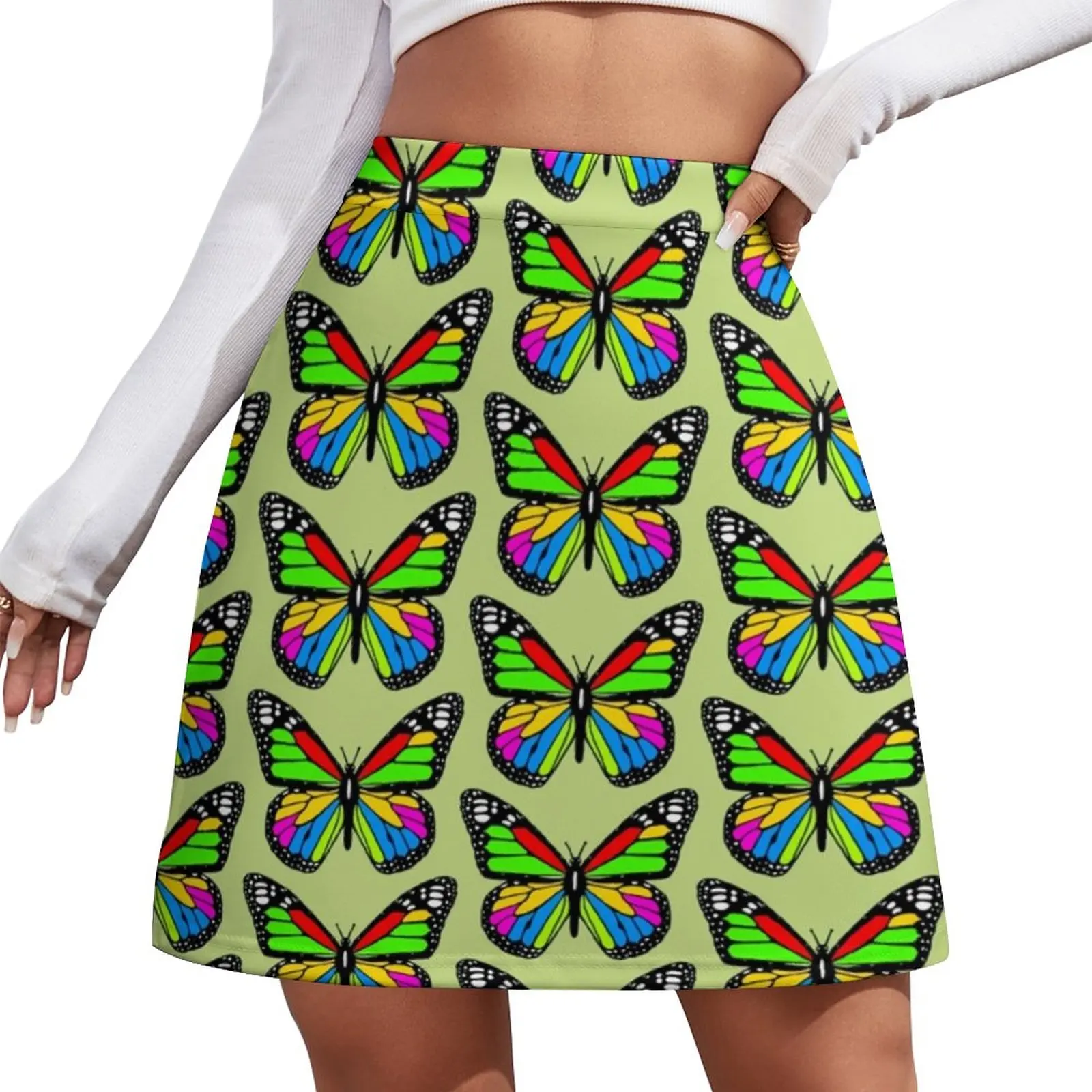 

Butterfly Print Skirt Female Cute Animal Kawaii Mini Skirts Spring Street Style High Waist Graphic Oversized Casual A-line Skirt