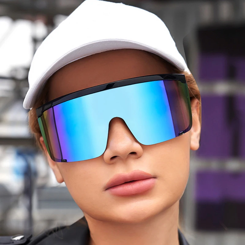 

New Colorful Sports Sunglasses Men's One Piece Safety Protection Ladies Oversized Frame Sunglasses Men's Trendy Outdoor