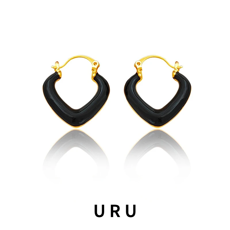 

Trendy Jewelry Heart Earrings Vintage Temperament High Quality Copper Black White Earrings For Women Wedding GiftsT