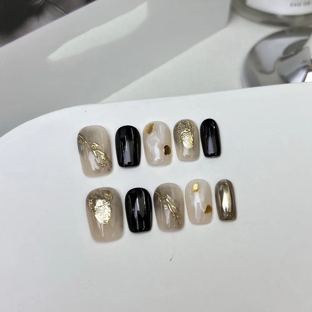 

Милые накладные ногти Maillard Cat Eye Magic Mirror Powder MINISO XS S M L