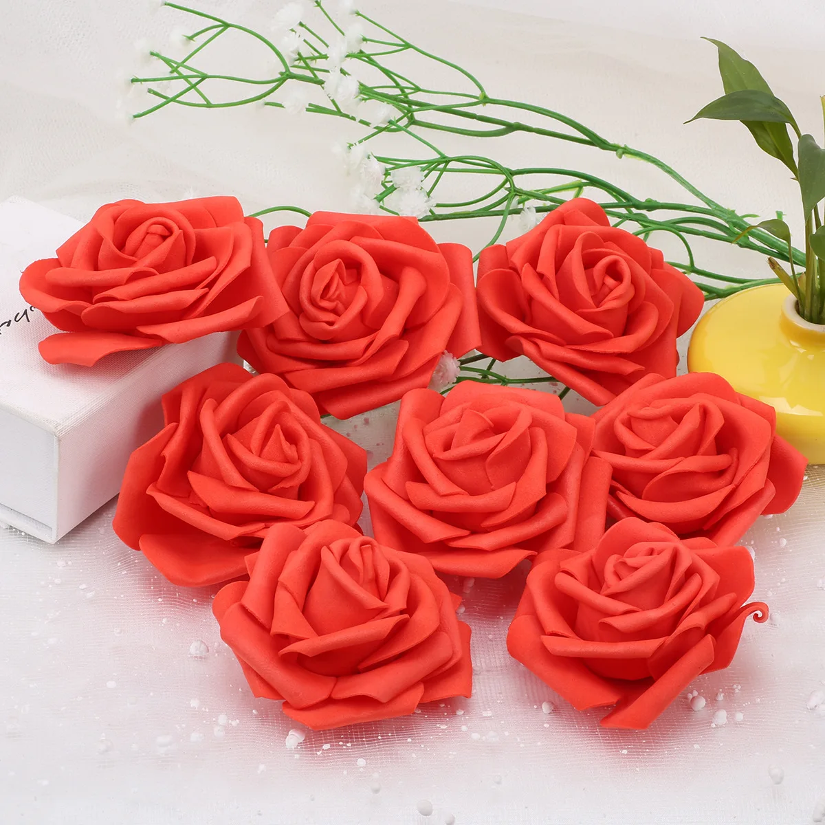 8CM 10/20/30/50Pcs Artificial PE Foam Rose Flowers Heads Bride Bouquet Flower For Wedding Party Decorative Scrapbooking DIY |