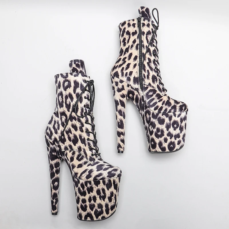 Leecabe  20CM/8inches Leopard Pole dance shoes High Heels Pole Dance boot