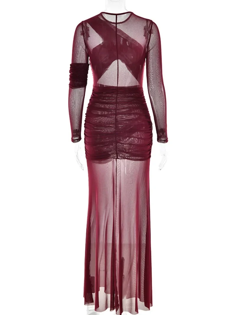 Прозрачное вечернее платье макси