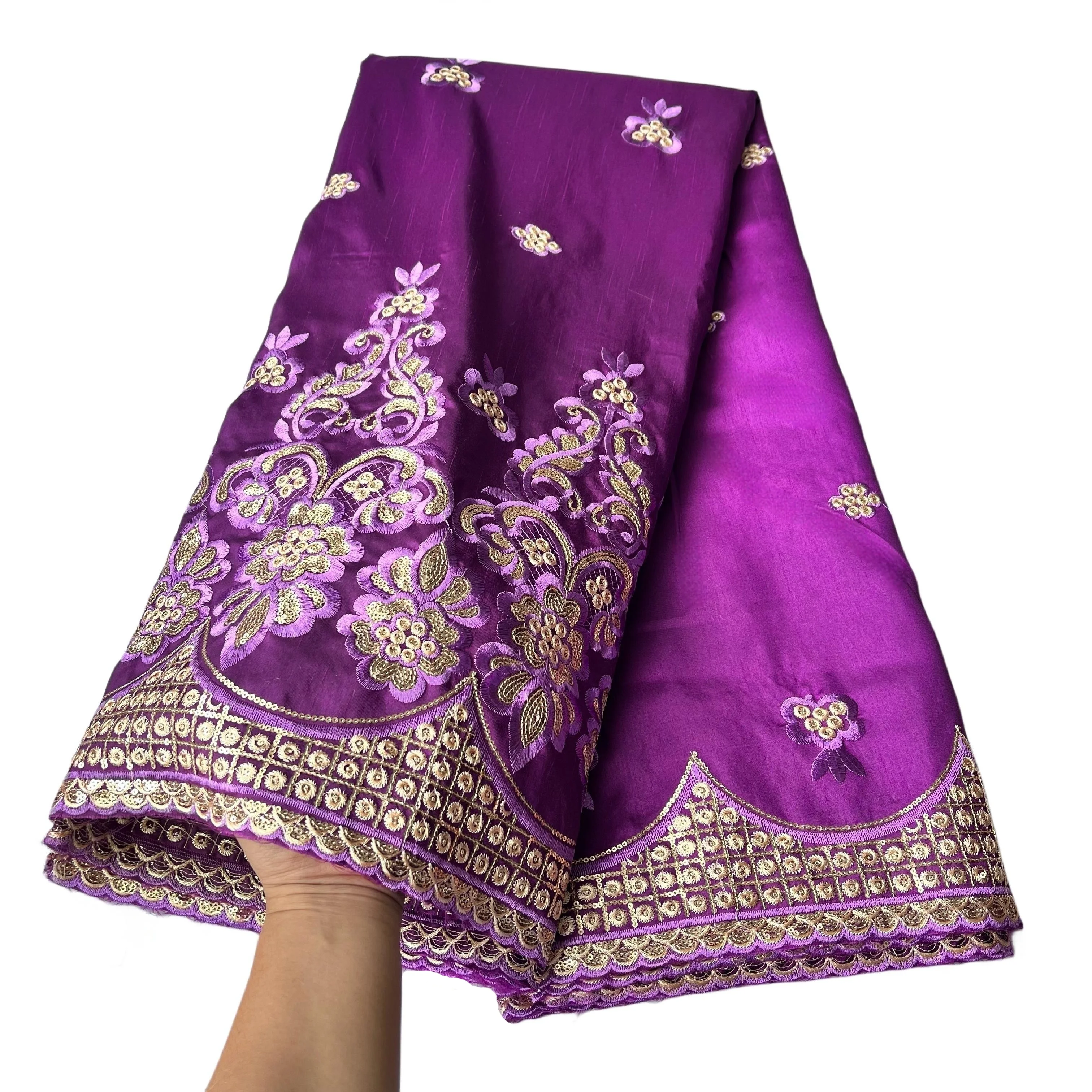 YQOINFKS новая вышивка Джордж кружевная ткань белое свадебное платье блестки