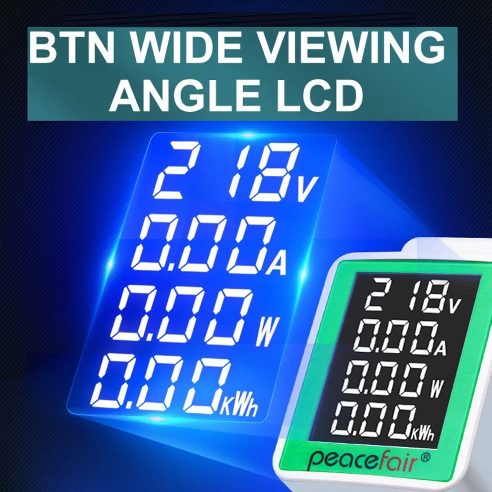 Измеритель мощности Peacefair на Din-рейке фотомагнитола ваттметр мультицифровой