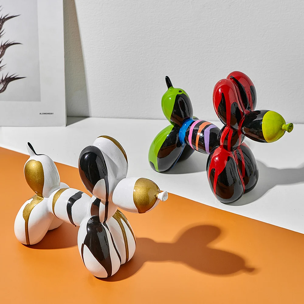 

Colorful Balloons Dog Sculpture Statue Nordic Art Creative Graffiti Living Interior Room Desk Ornament Figurines Home Decoration
