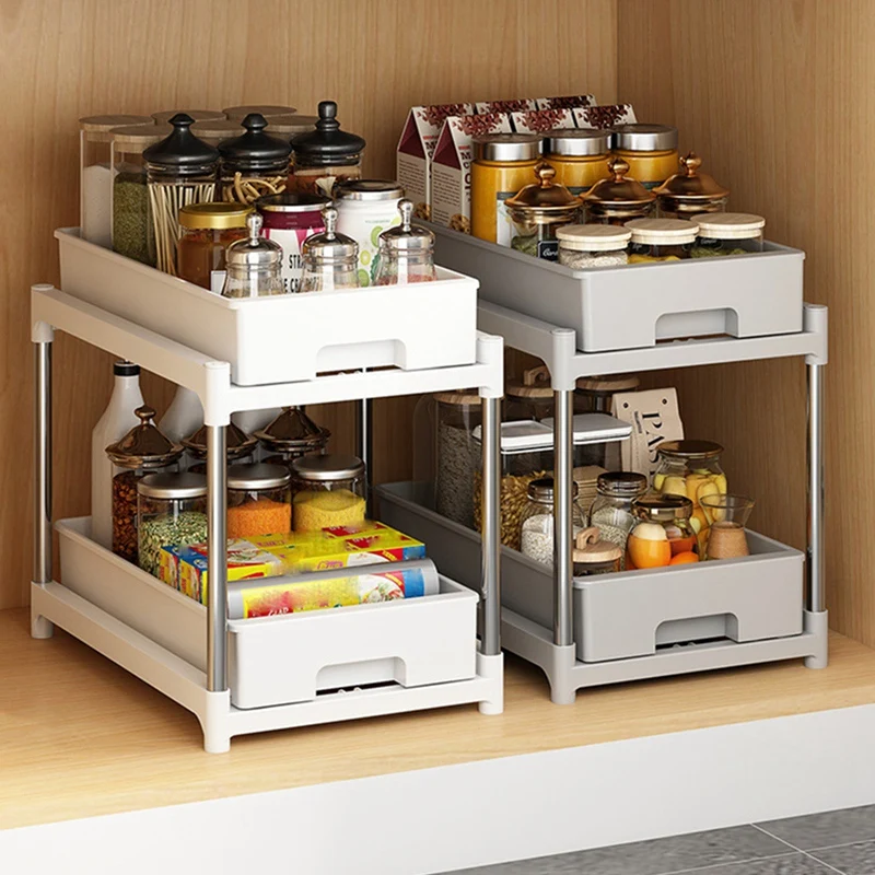 

Kitchen Spice Rack Drawer Shelf Kitchen Cupboards Organizer Pull Out Type Vegetable Fruit Storage Basket Drawer