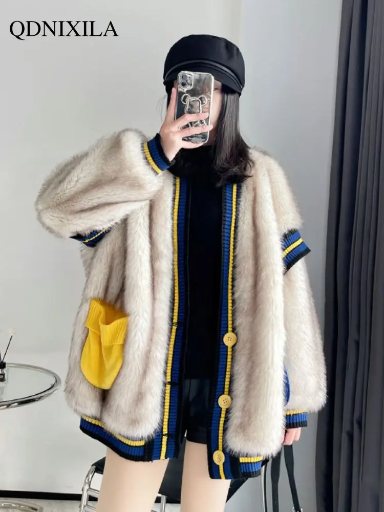 

Women's Jackets 2022 Autumn and Winter New Korean Version Cardigan Imitation Fur Coat Warm Fur Coat Luxury Woman Fur Coats