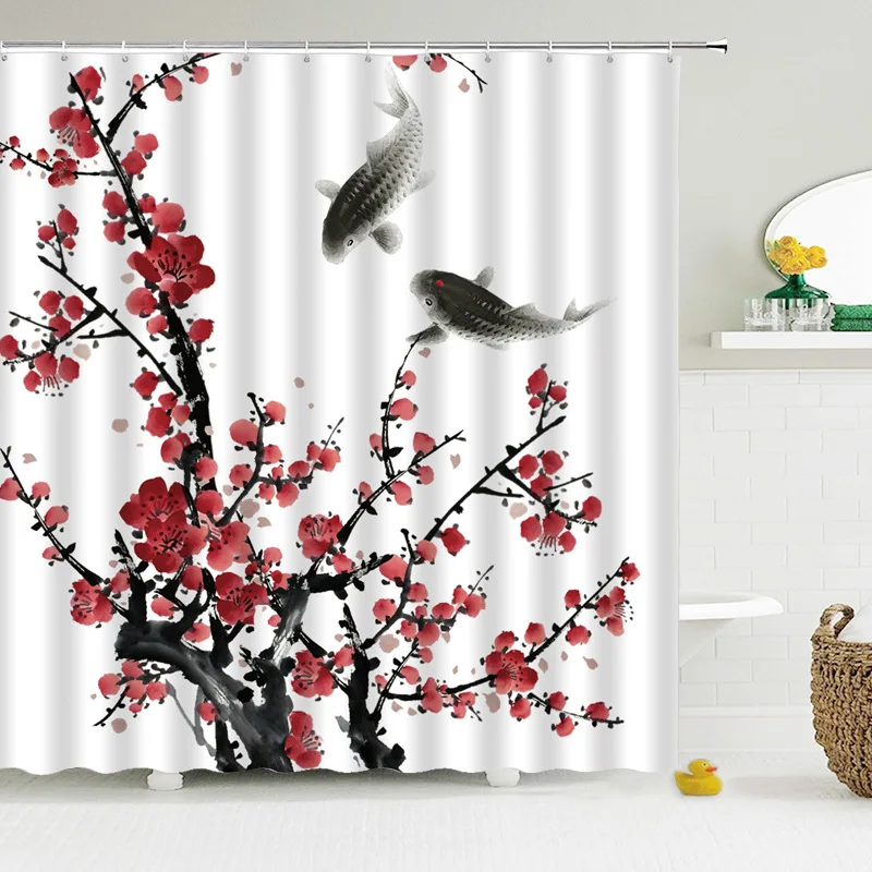 

Flower Shower Curtain,Abstract Modern Futuristic Image with Water Like Colored Artwork Polyester Bathroom Curtains Bathtub Decor