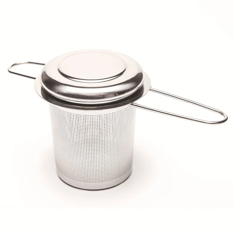

12 PCS Stainless Steel Mesh Loose Leaf Tea Infuser Strainer Diffuser with Lid Folding Handle Spice Filter Steeper Wholesale XB