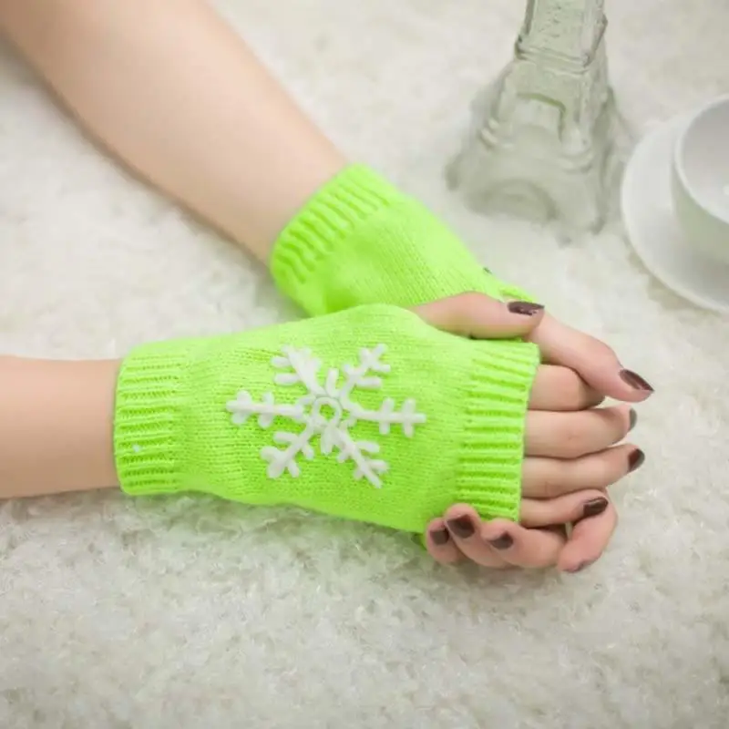 

1Pair Winter Gloves Female Sheep Wool Mitt Exposed Finger Gloves Autumn Gloves Hand Wrist Warmer Mittens For Women