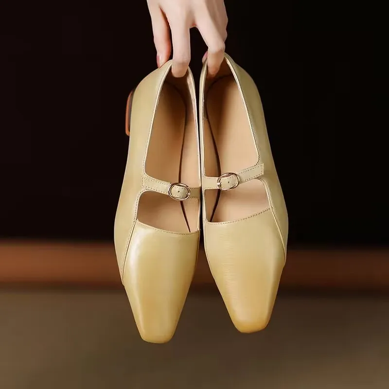 Женские дизайнерские туфли-оксфорды с ремешком Туфли Мэри Джейн острым носком